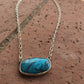 Navajo Kingman Turquoise  Sterling Silver Drop Necklace Signed