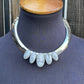 Navajo Sterling Silver & White Buffalo 5 Stone Choker Necklace Signed
