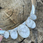 Navajo Sterling Silver  White Buffalo 5 Stone Choker Necklace Signed