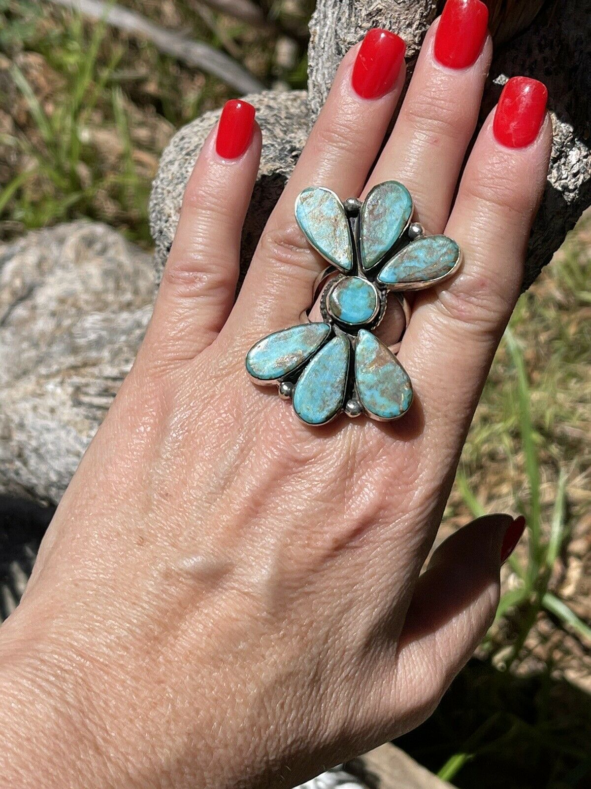 Butterfly Royston Turquoise & Sterling ring size 8
