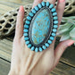 Navajo Number 8 Turquoise & Sterling Silver Statement Ring Size 10 Signed