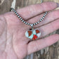 Zuni Iridescent Red Candy Cane Opal & Sterling Silver Heart Pendant