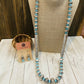 Navajo Sterling Silver & Turquoise Beaded Necklace & Earrings Set