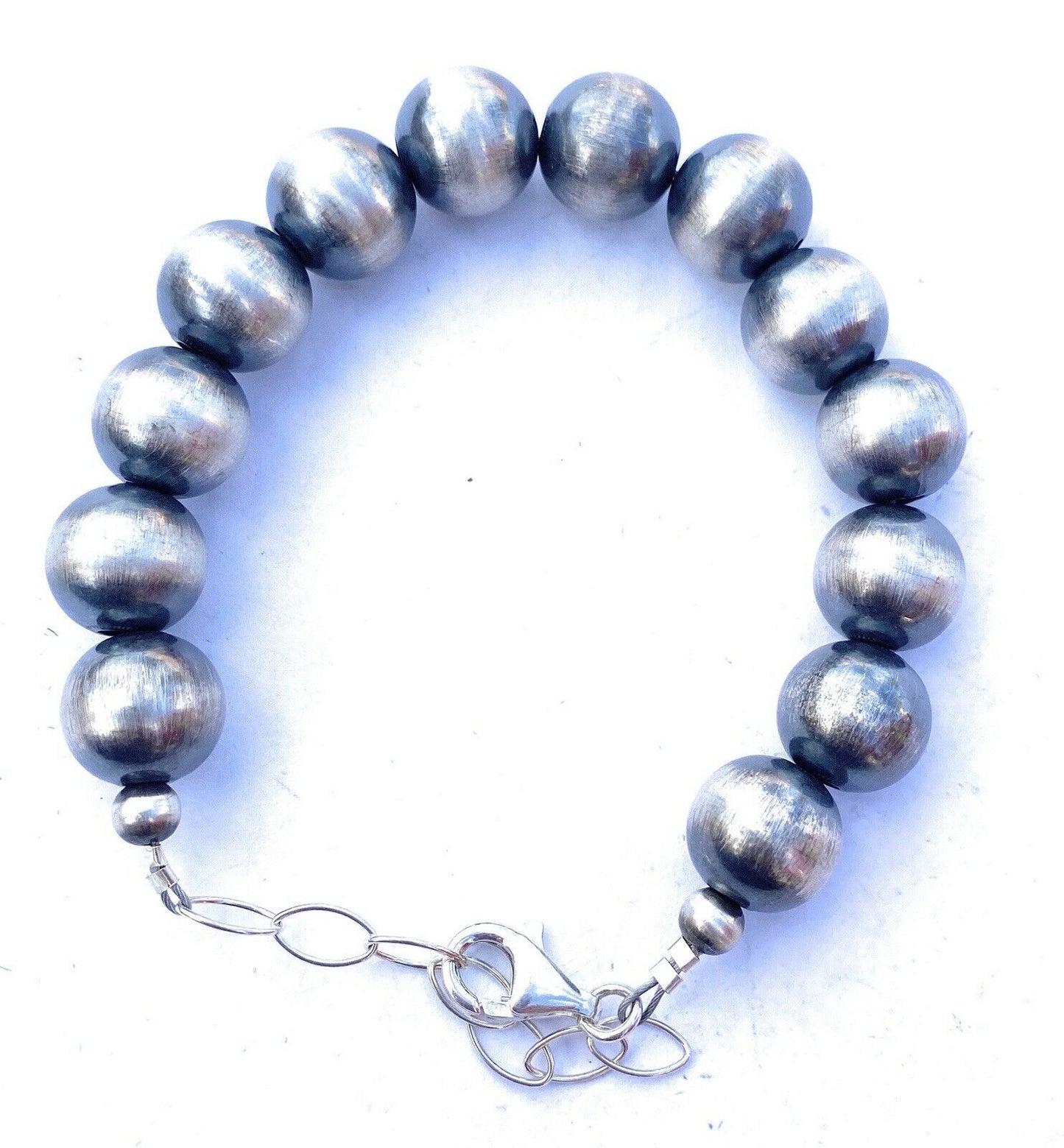 Sterling Silver 12mm Pearl Beaded Bracelet