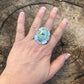 Royston Turquoise & Sterling Silver Navajo Ring Size 8 Stamped Sterling