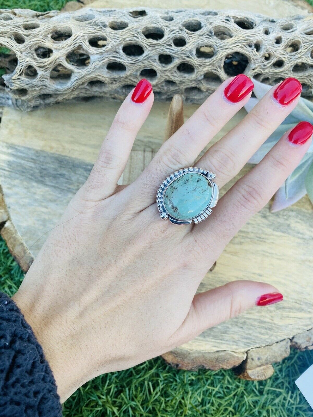 Navajo Royston Turquoise & Sterling Silver Ring Size 6.5