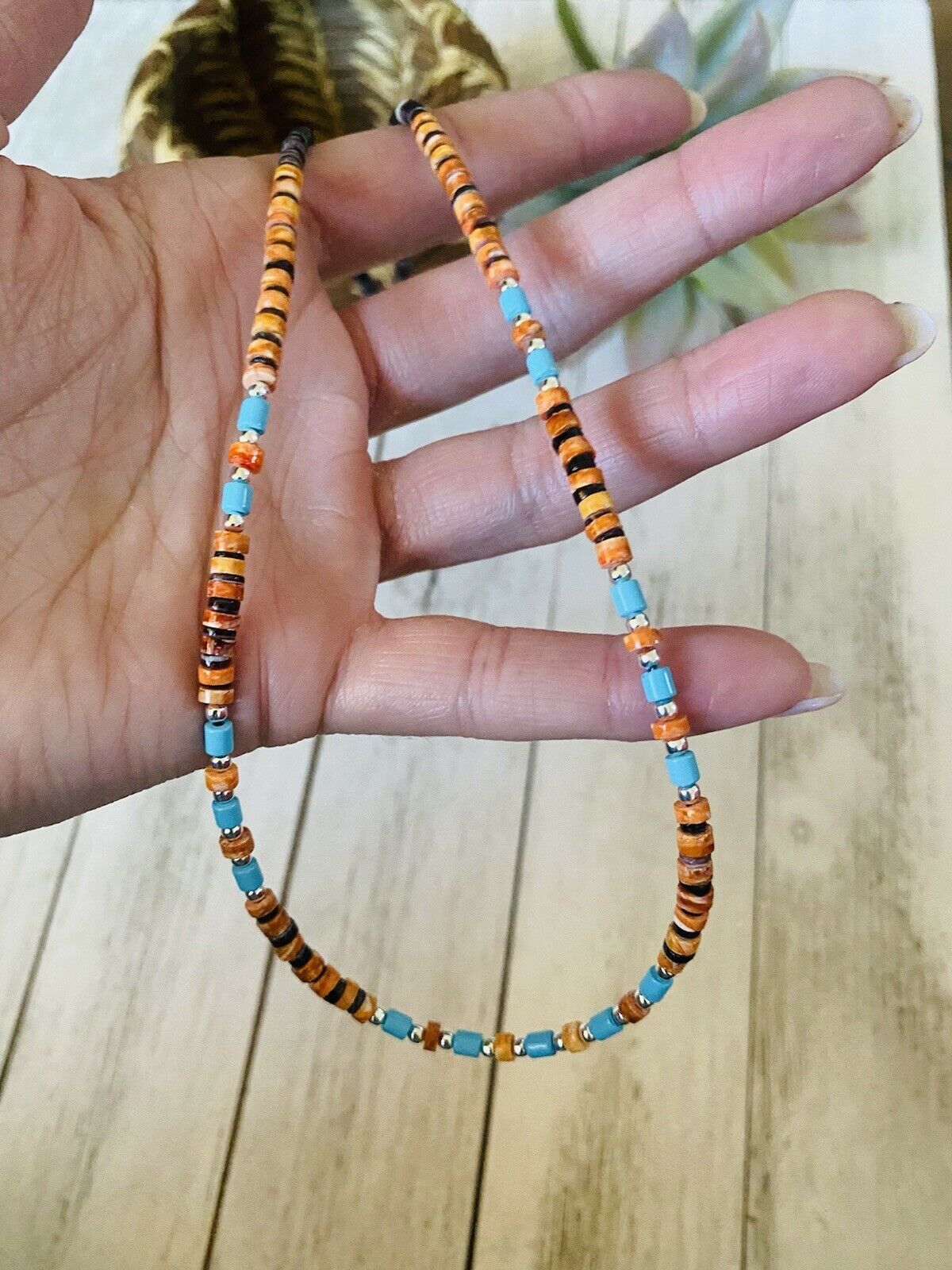 Navajo Multi Stone & Heishi Beaded 18 Inch Necklace