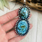 Navajo Kingman Web Turquoise And Sterling Silver Pendant Signed