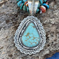 Navajo Number 8  Turquoise & Sterling Silver Jumbo Pendant Signed