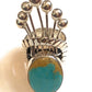 Navajo Royston Turquoise & Sterling Silver Crown Ring Size 7.5