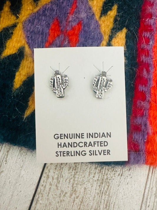 Navajo Sterling Silver Cactus Stud Earrings