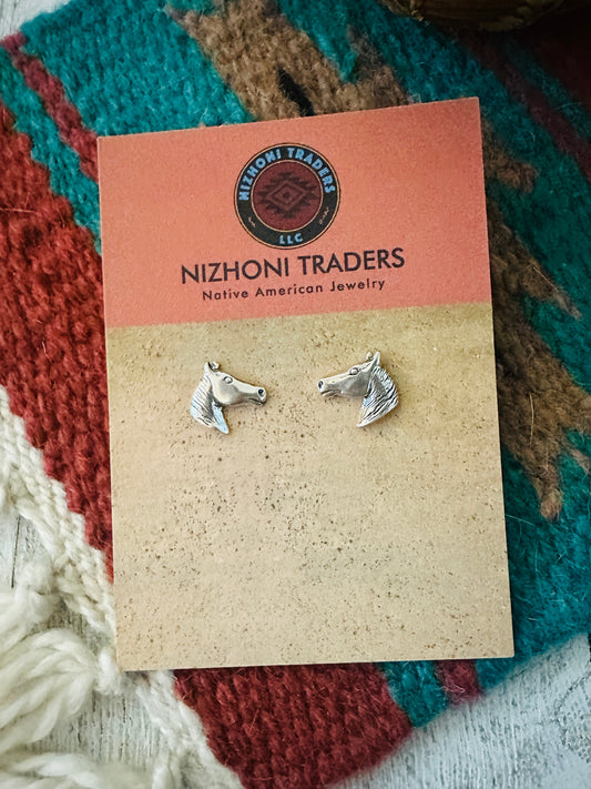 Navajo Sterling Silver Horse Stud Earrings