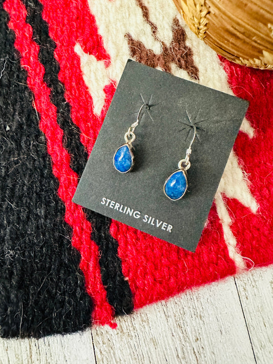Navajo Lapis and Sterling Silver Dangle Earrings Signed