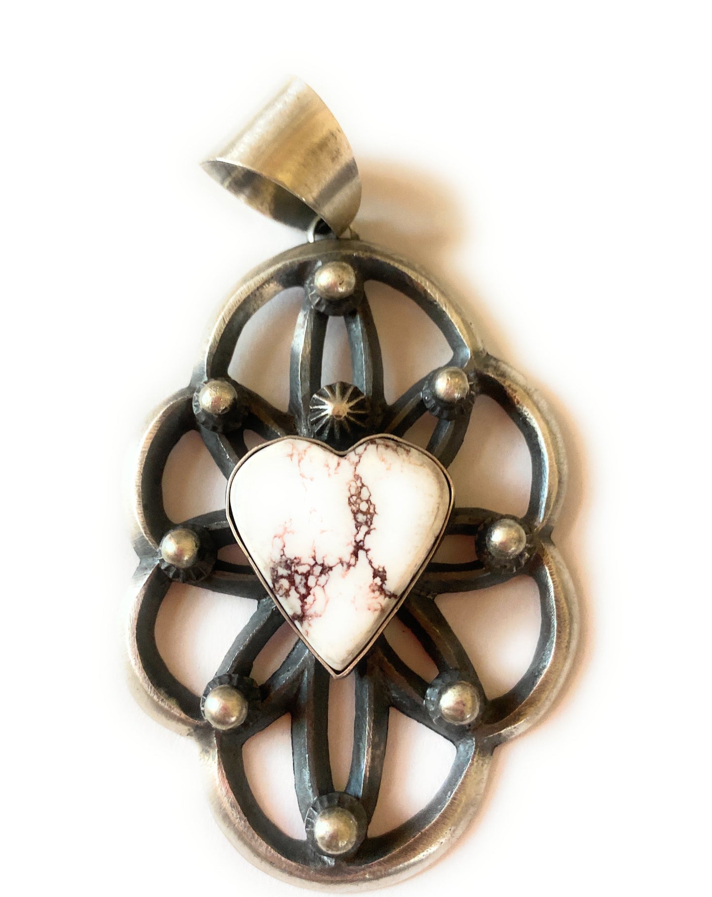 Navajo Wild Horse & Sterling Silver Heart Pendant By Chimney Butte