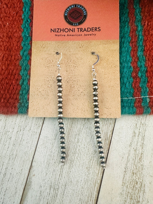 Navajo Sterling Silver Pearl Dangle Earrings 3.5”