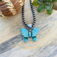 Beautiful Navajo Handmade Multi Turquoise and Sterling Silver Inlay Butterfly Pendant