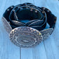 Vintage Navajo Black Leather And Sterling Silver Concho Belt