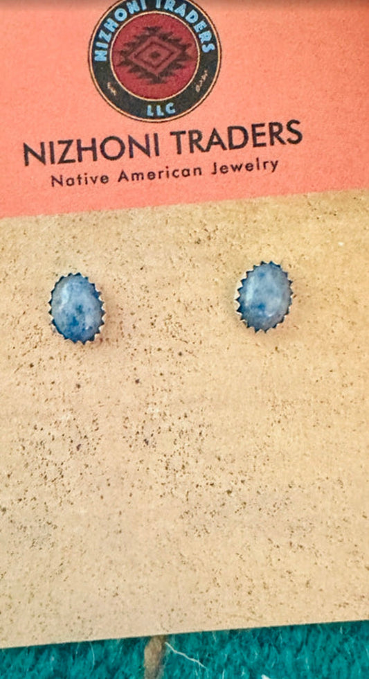 Navajo Denim Lapis and Sterling Silver Stud Earrings