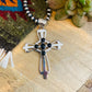 Navajo Onyx & Sterling Silver Cross Pendant Signed