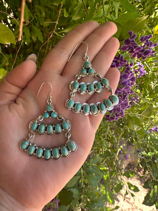 Handmade Turquoise and Sterling Silver Dangle Earrings