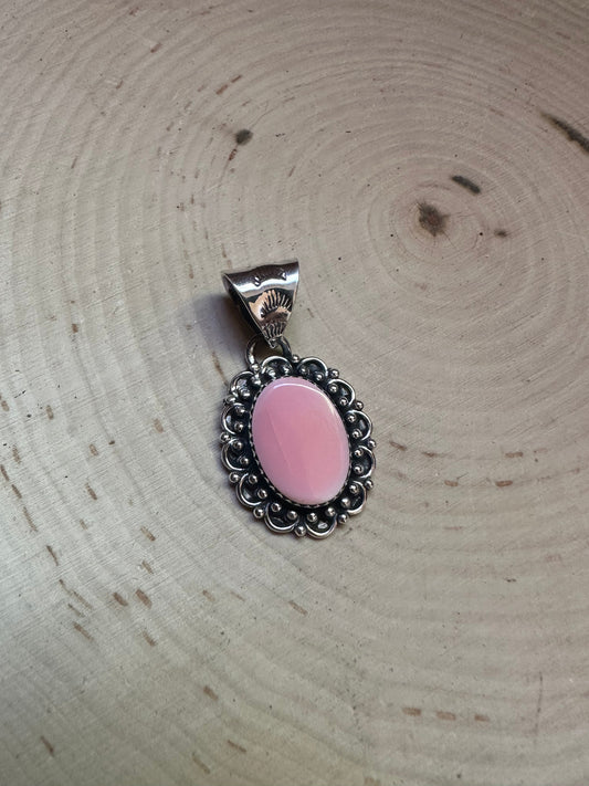 Handmade Pink Conch & Sterling Silver Pendant