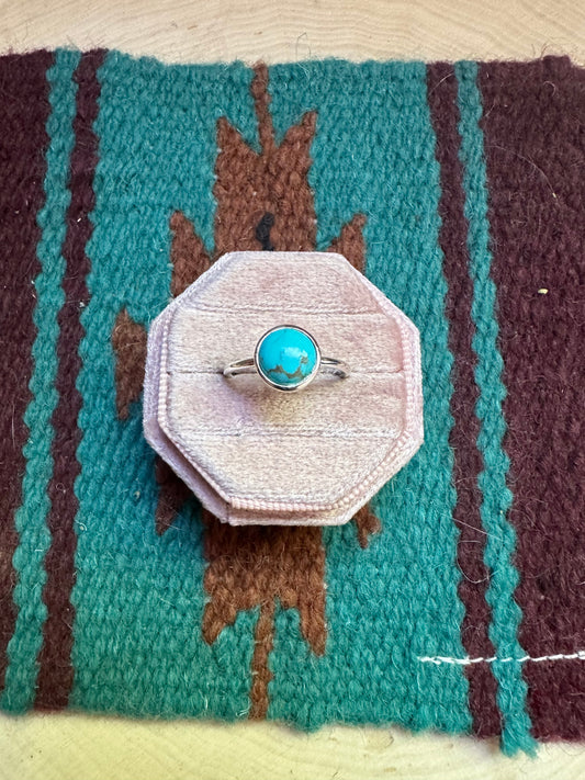 Handmade Sterling Silver & Turquoise Single Round Stone Ring