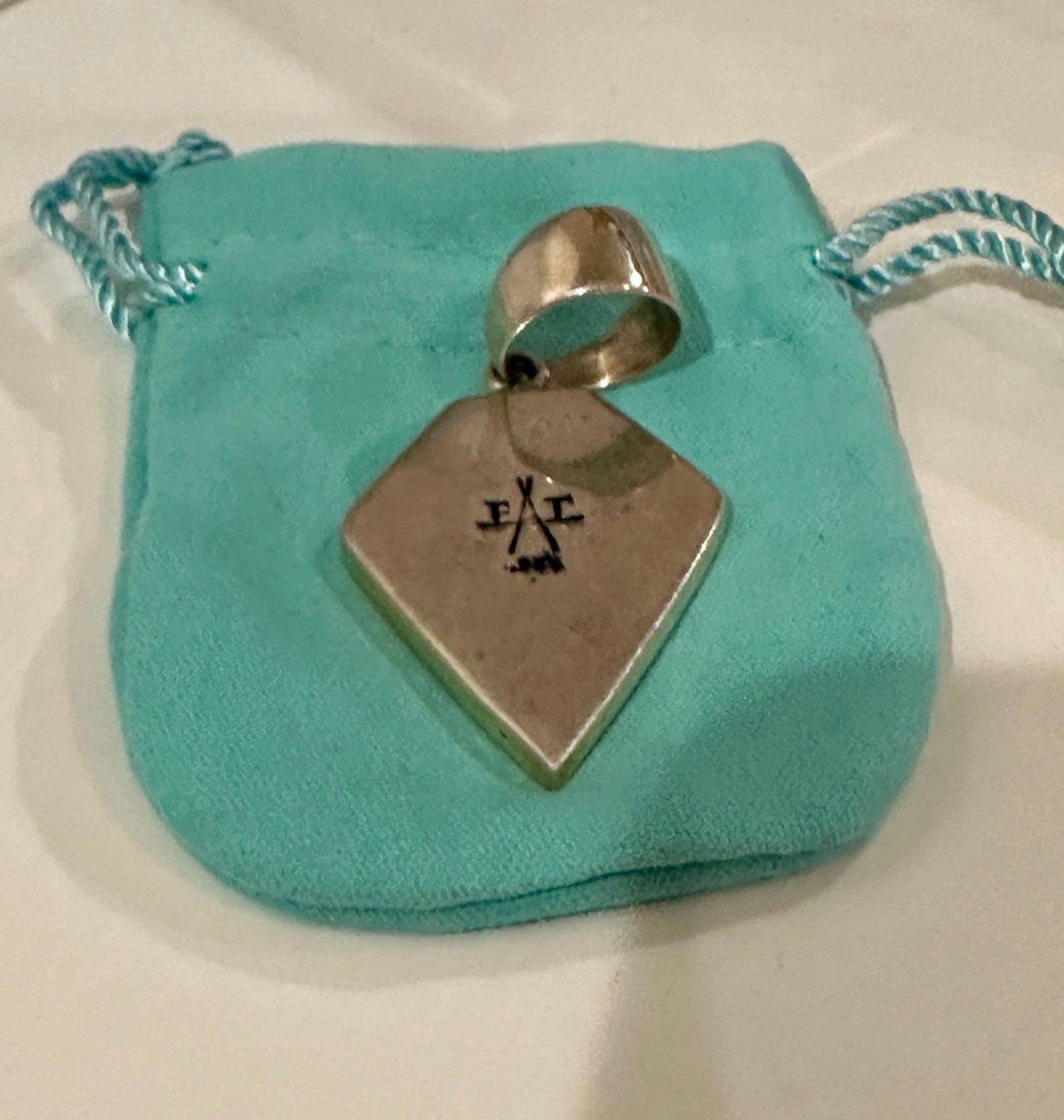 Turquoise & Sterling Silver diamond shape Pendant