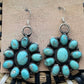 Navajo Sterling Silver & Turquoise Cluster Dangle Earrings Signed