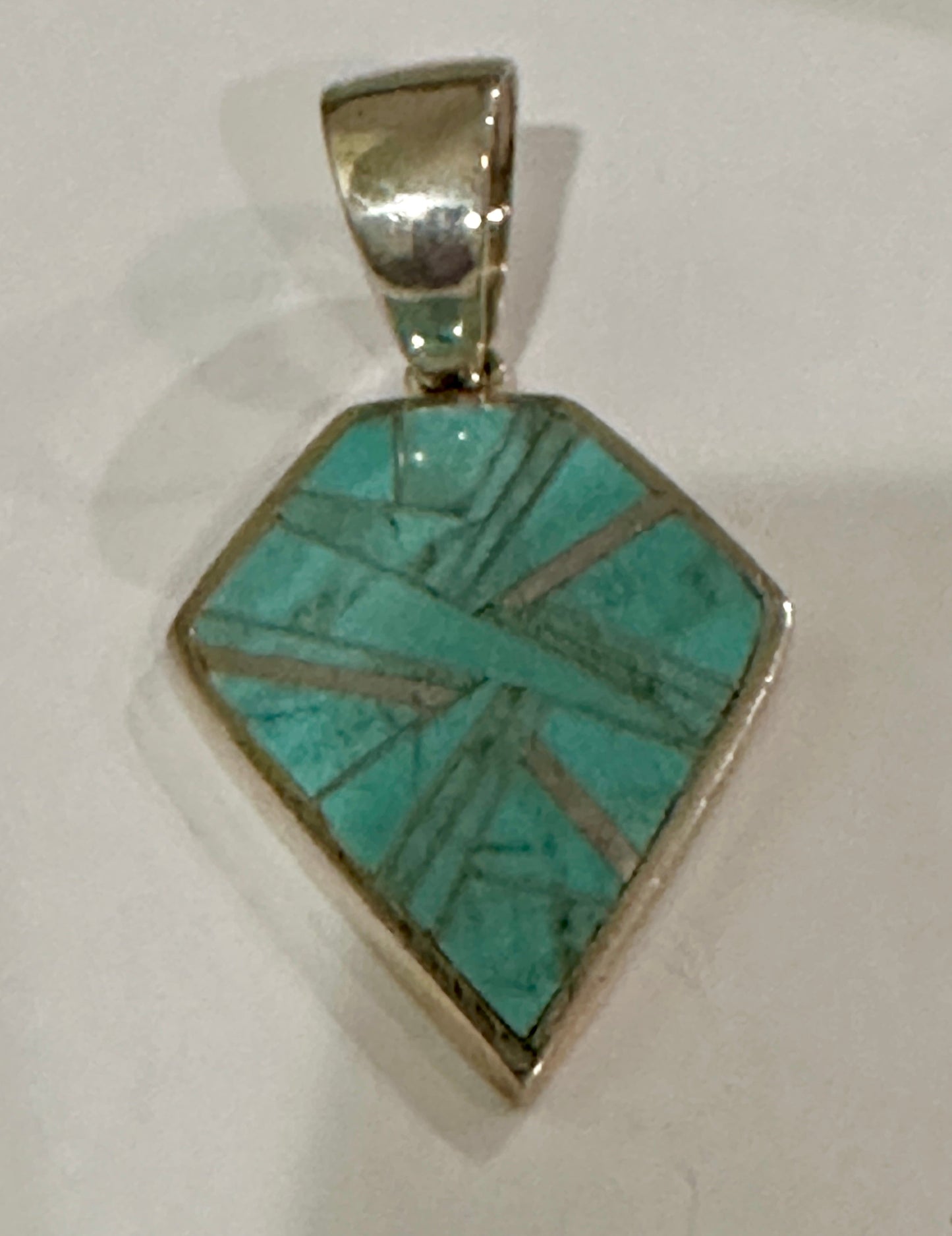 Turquoise & Sterling Silver diamond shape Pendant