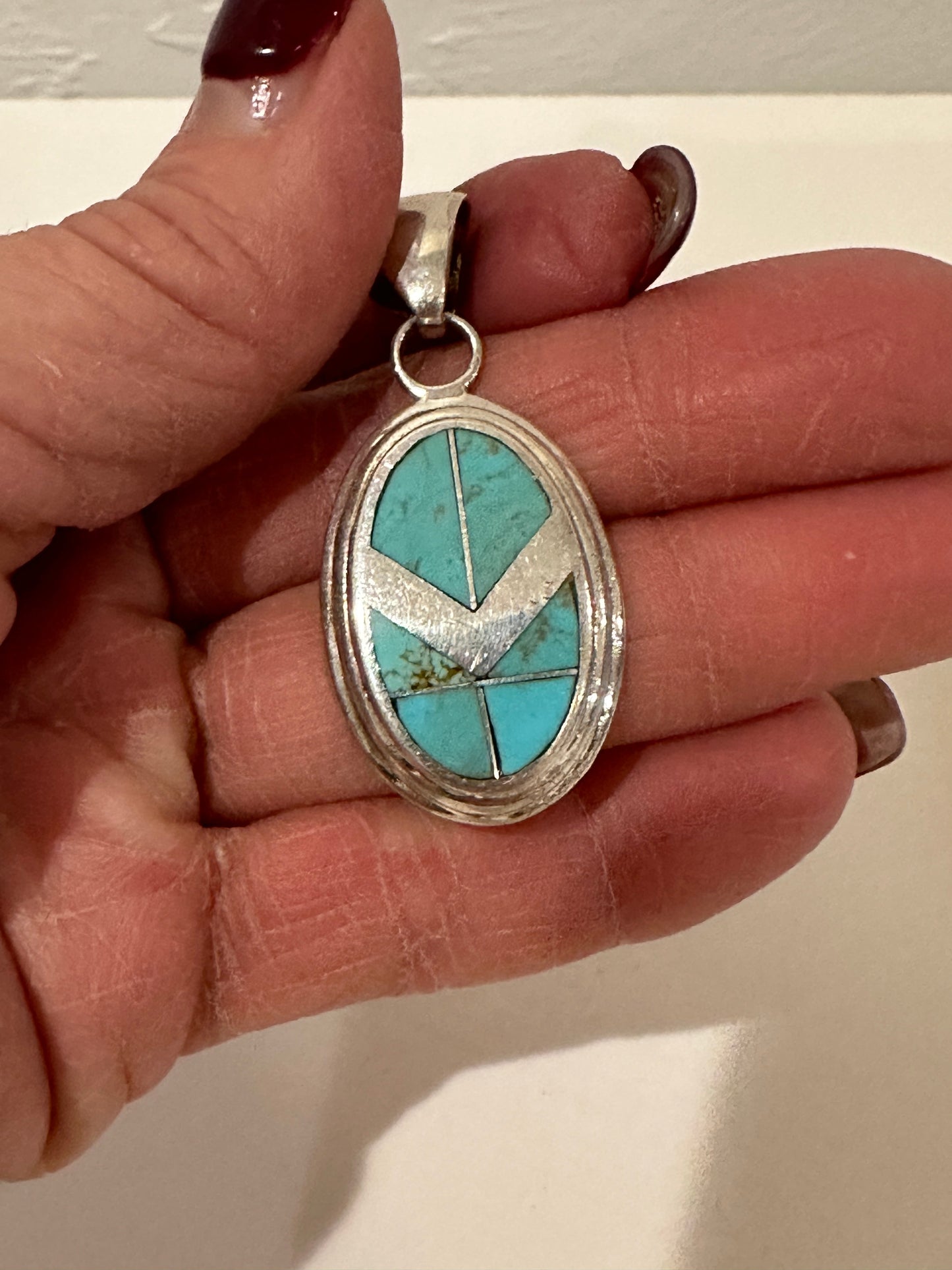 Turquoise & Sterling Silver Oval Pendant