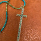 Handmade Royston Turquoise & Sterling Silver Cross Pendant