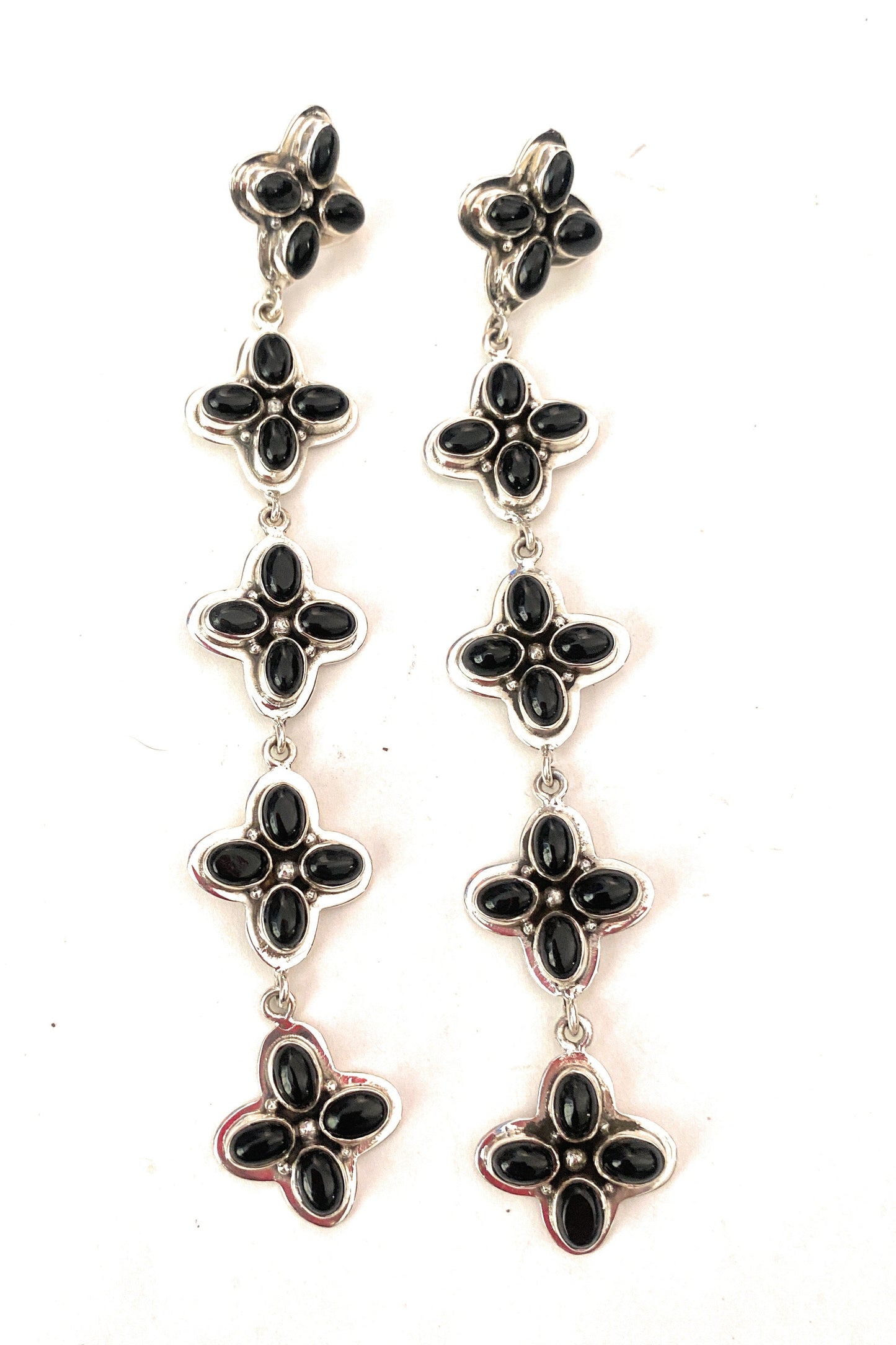 Handmade Black Onyx & Sterling Silver Dangle Earrings