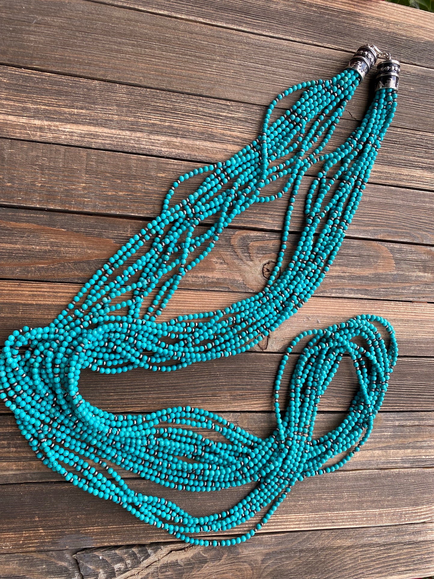 Navajo Natural Kingman Turquoise 64 inch 10 Strand necklace