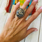 Navajo Sterling Silver And White Buffalo Ring Size 4.5 Signed