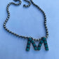 Natural Kingman Turquoise Sterling Silver Letter Necklace