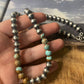 Navajo Sterling Silver Pearl & Turquoise Beaded Necklace 18 Inch