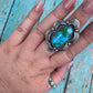 Navajo Sonoran Mountain Turquoise And Sterling Silver Statement Ring Size 8