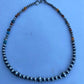Navajo Turquoise & Spiny Spice Sterling Silver Beaded Necklace 16 inch