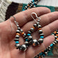 Navajo Beaded Turquoise, Spiny, & Sterling Silver Necklace Earrings Set Signed