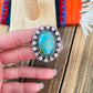 Handmade Sterling Silver Turquoise & Mother of Pearl Cluster Adjustable Ring