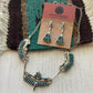 Zuni Sterling Silver & Turquoise Needlepoint Necklace Earrings Set Signed