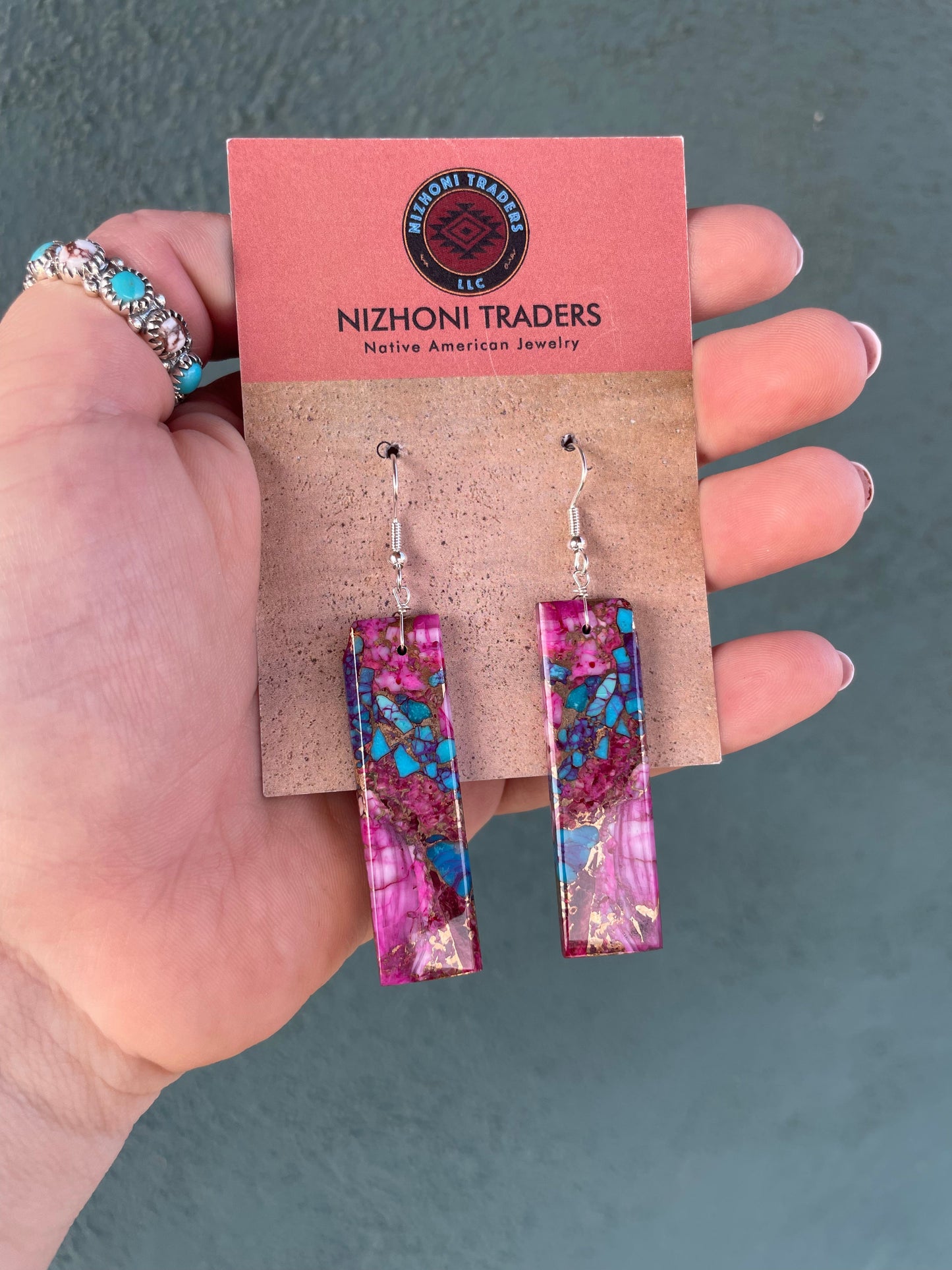 Navajo Sterling Silver & Purple Dream Slab Dangle Earrings