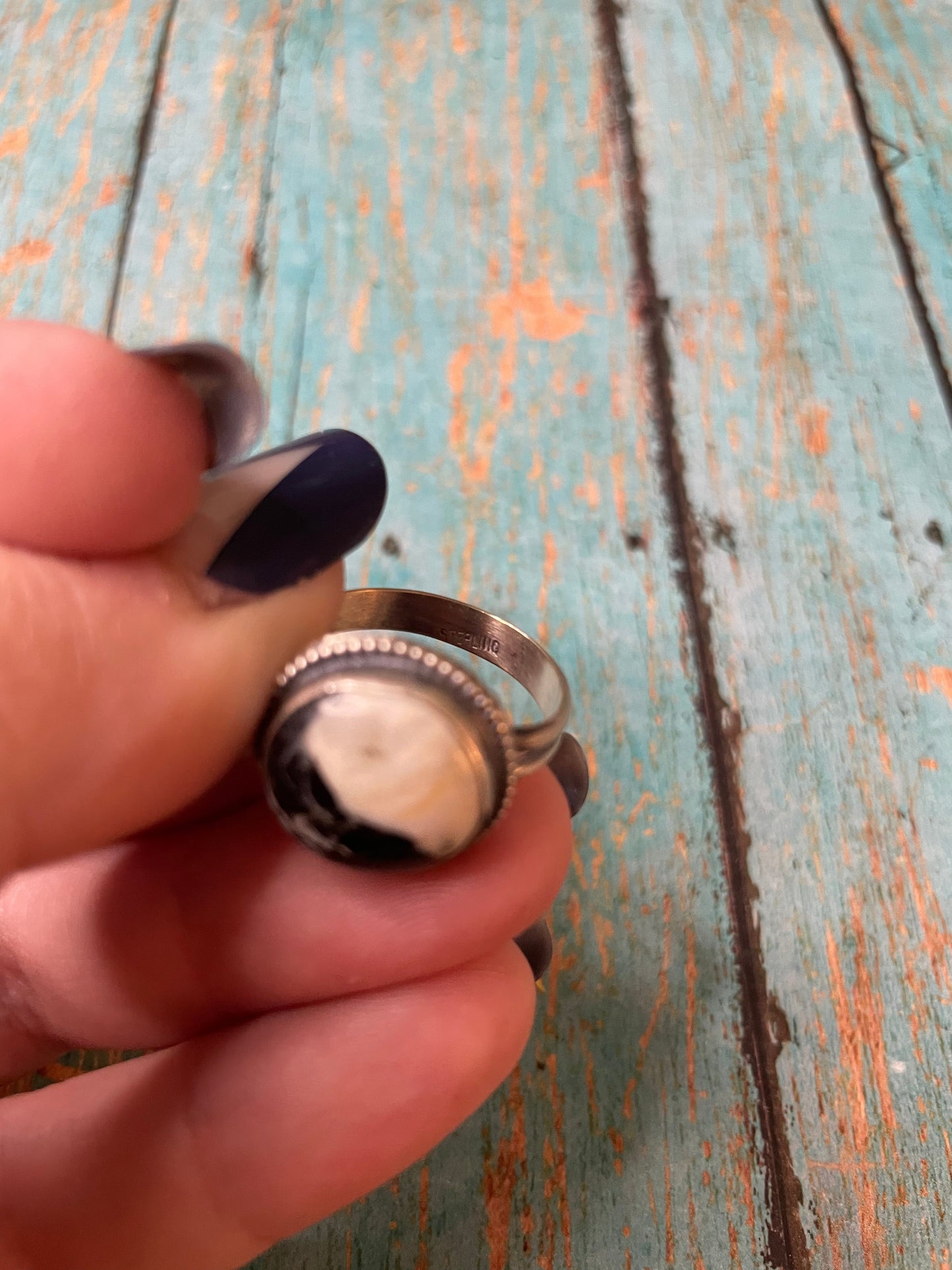 Navajo Sterling Silver & White Buffalo Ring