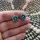 Zuni Sterling Silver & Turquoise Flower Stud Earrings