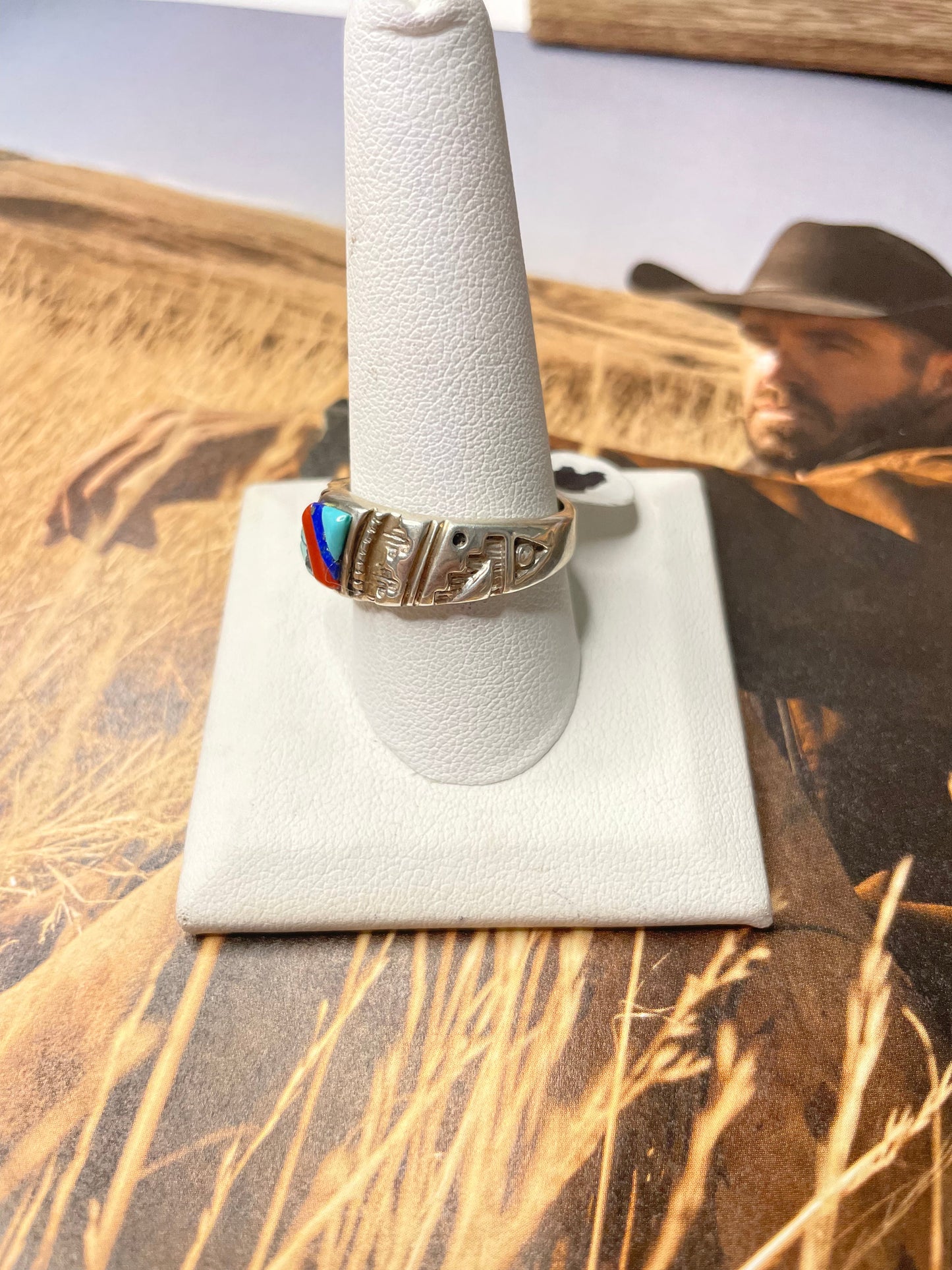Navajo Multi-Stone And Sterling Silver Ring Size 10
