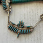 Zuni Sterling Silver & Turquoise Needlepoint Necklace Earrings Set Signed