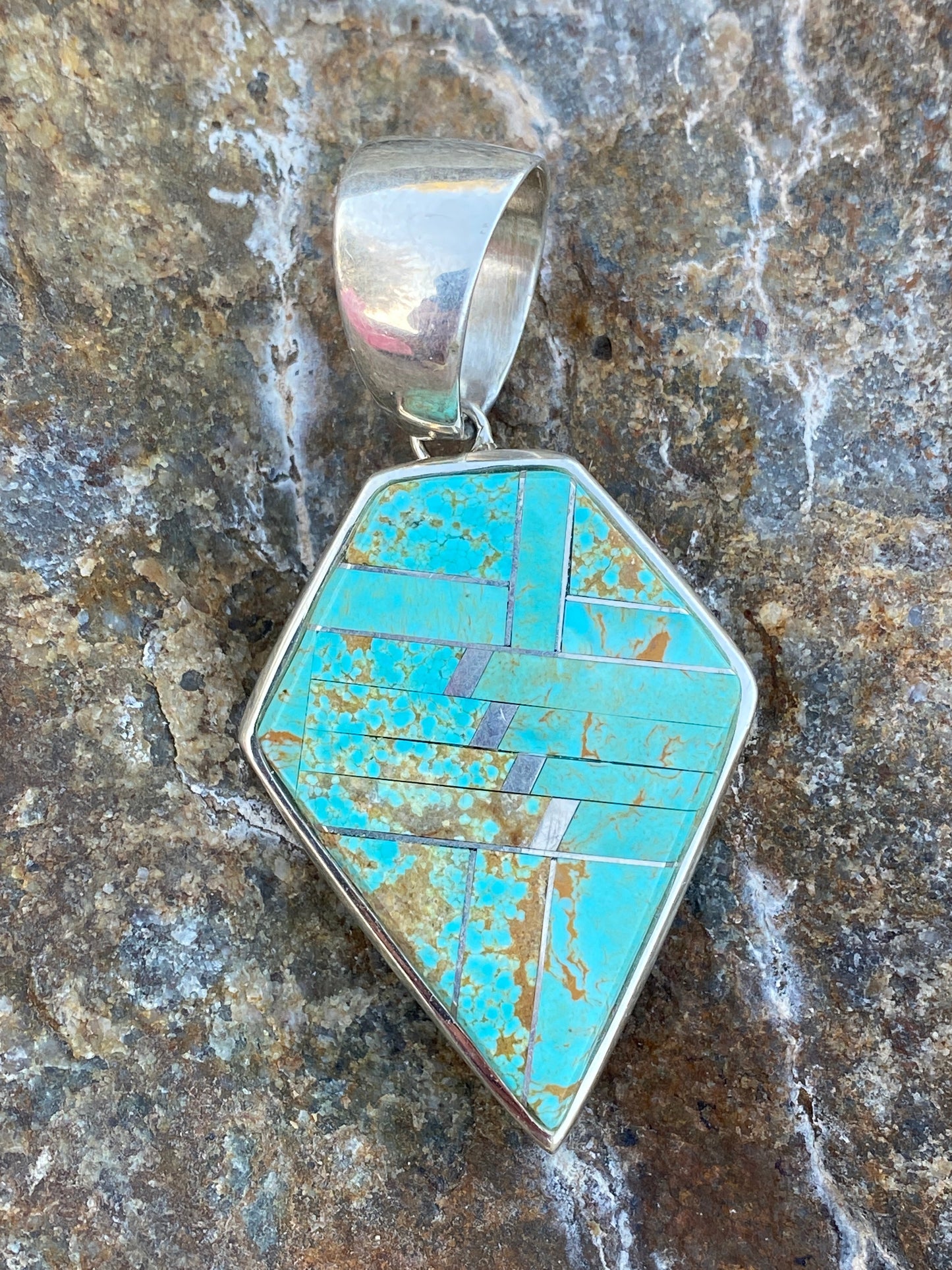 Turquoise & Sterling Silver Large Pendant