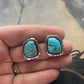 Navajo Turquoise And Sterling Silver Post Square Earrings
