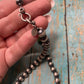 Navajo Sterling Silver Pearl 8mm Beaded Necklace With Turquoise Stone 18INCH