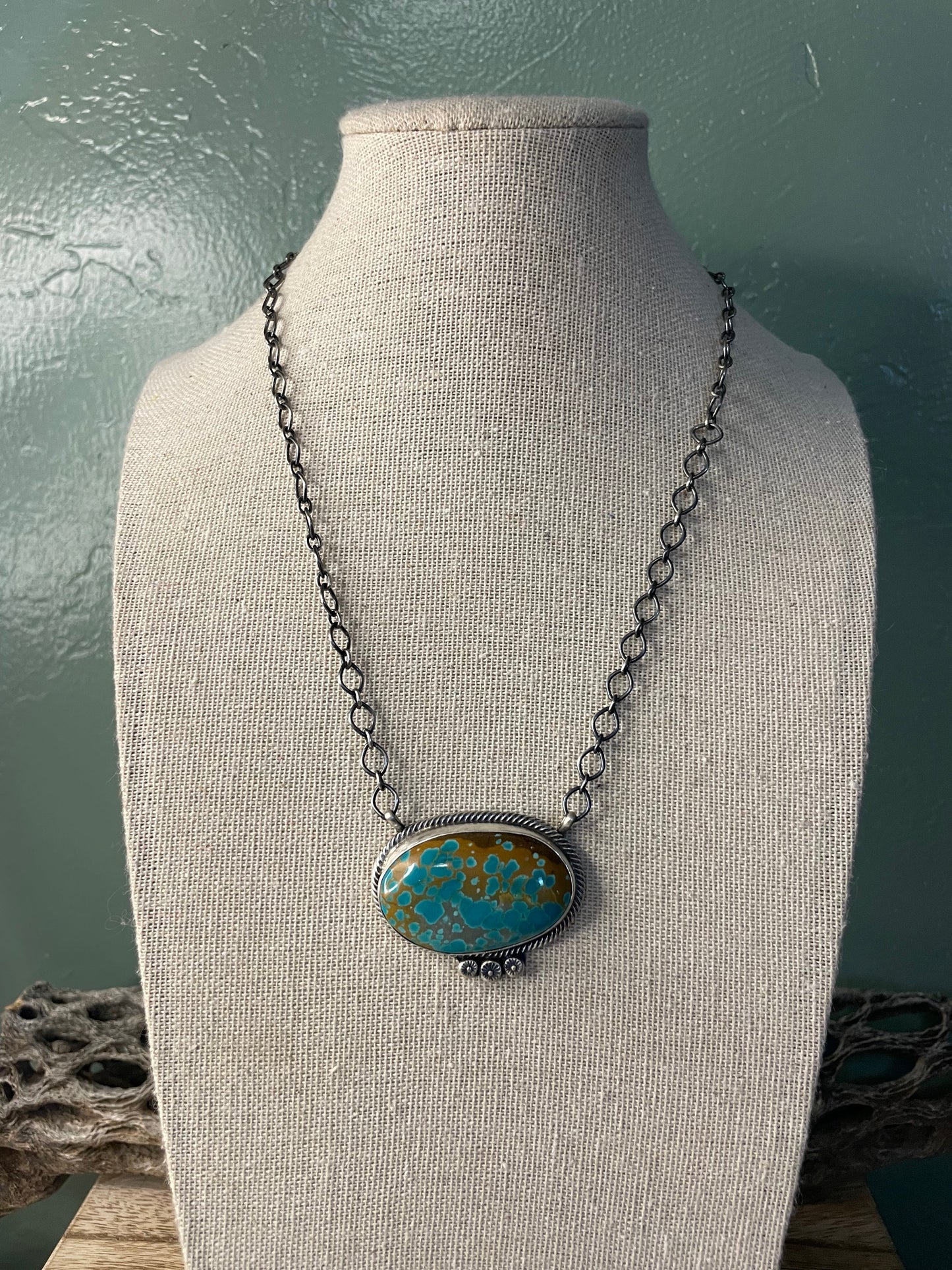 Navajo Handmade Number 8 Turquoise And Sterling Silver Necklace By Sheila Becenti